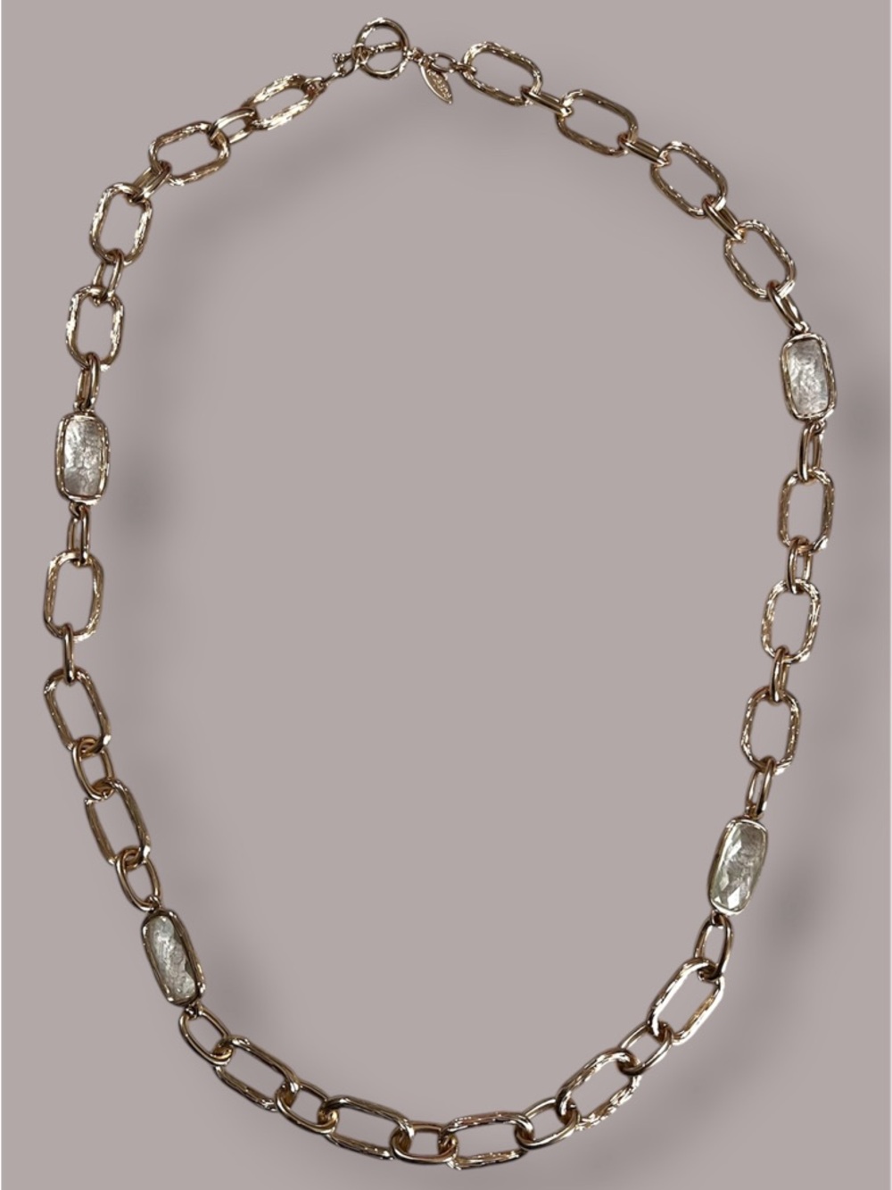 Natasha Gold-Tone Link Necklace with Clear Glass Accents
